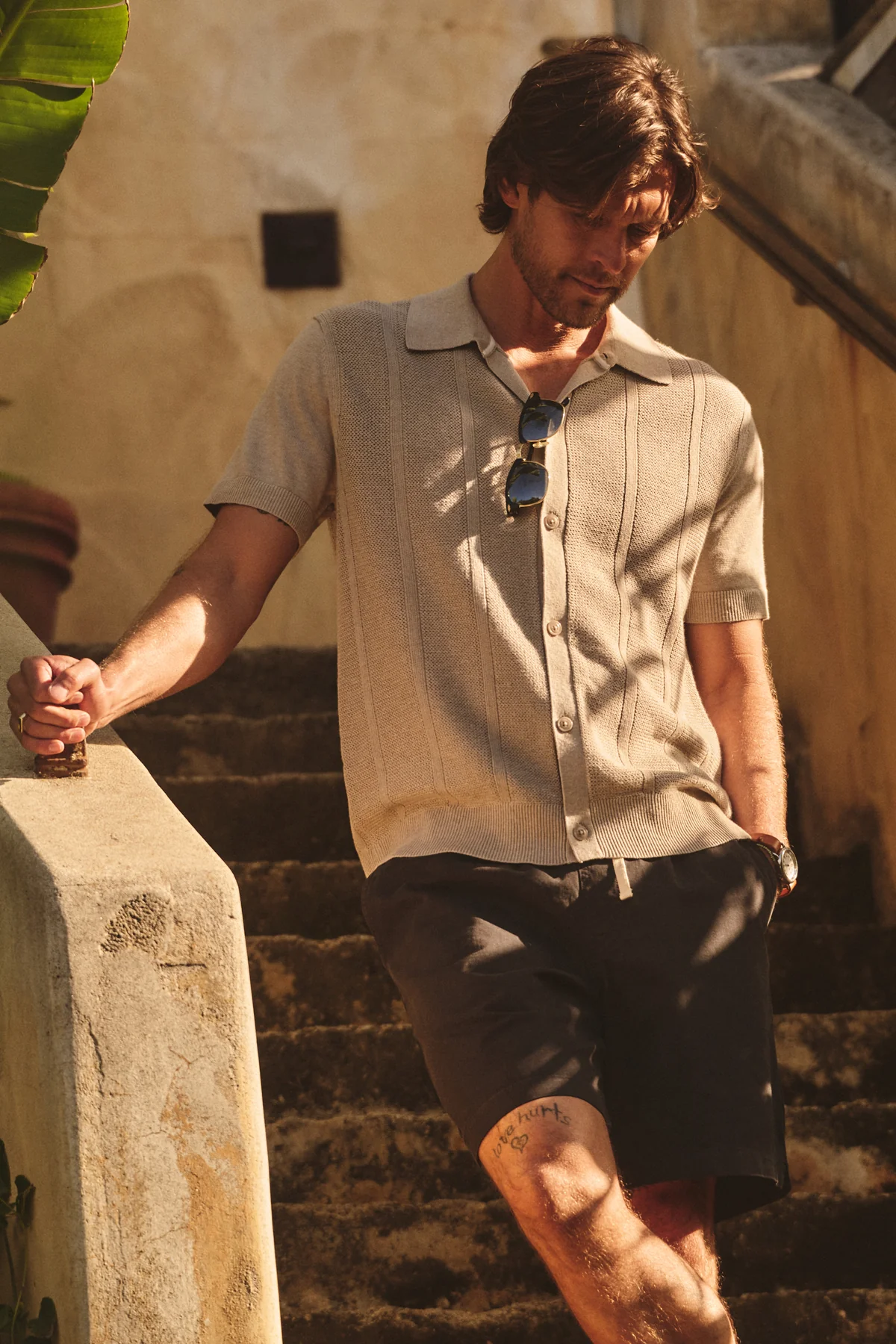 LORENZO COTTON LINEN SWEATER POLO