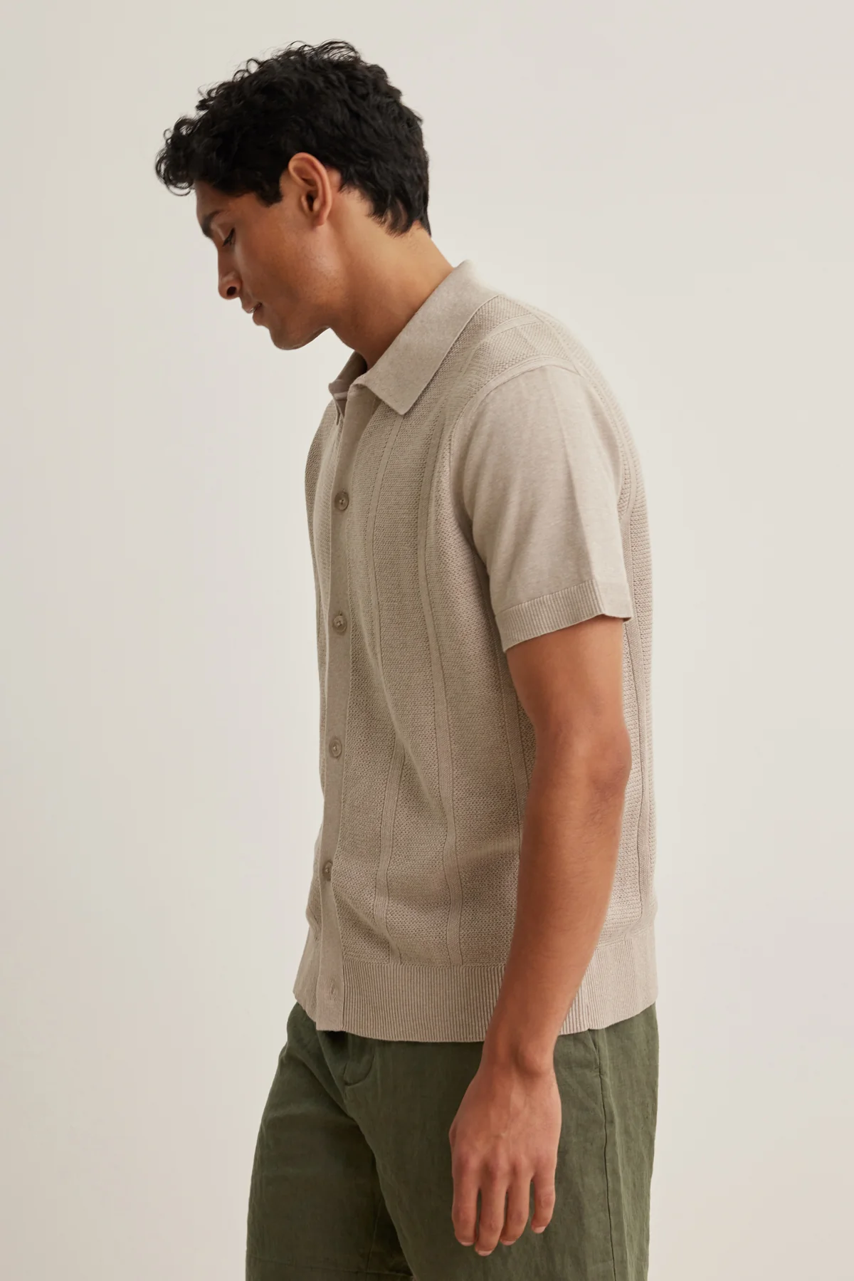 LORENZO COTTON LINEN SWEATER POLO