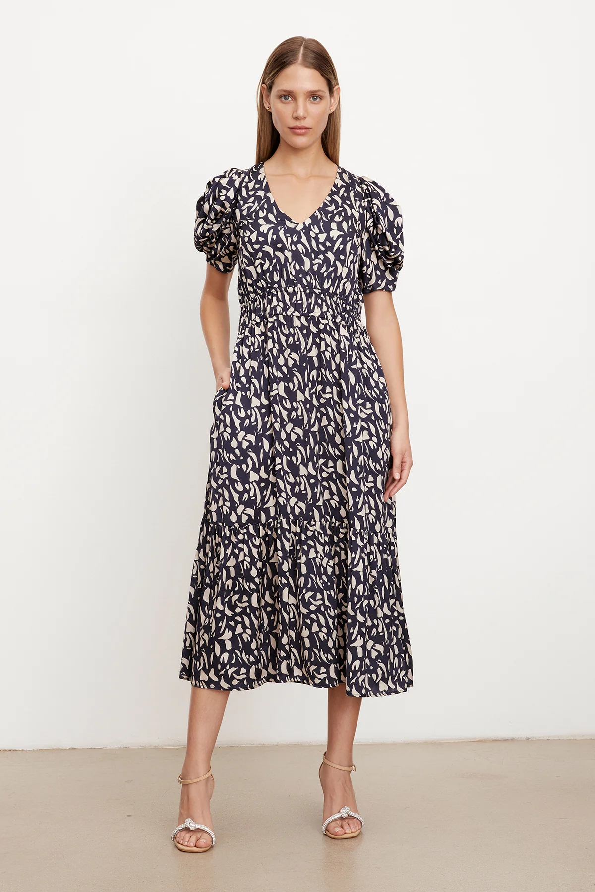 LYUDA PRINTED SATIN MIDI DRESS
