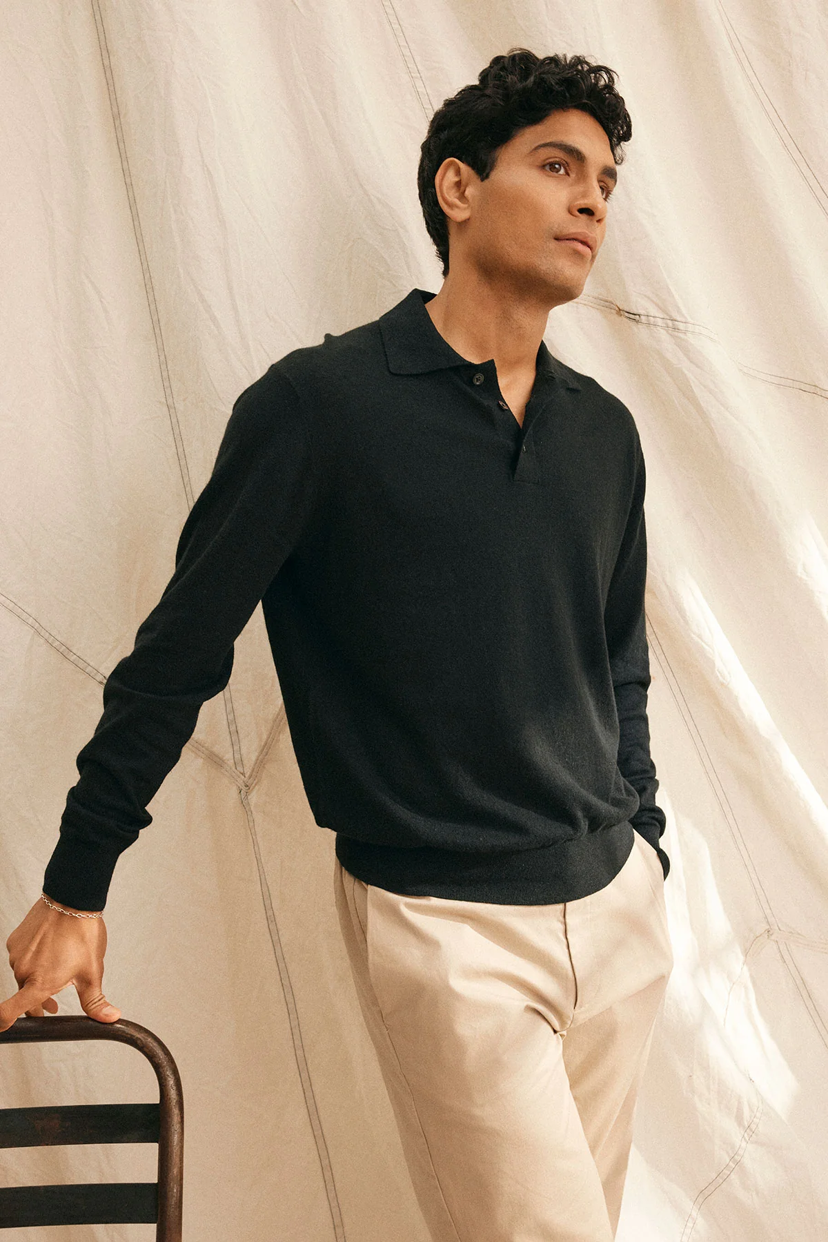 MATTEO COTTON LINEN SWEATER POLO