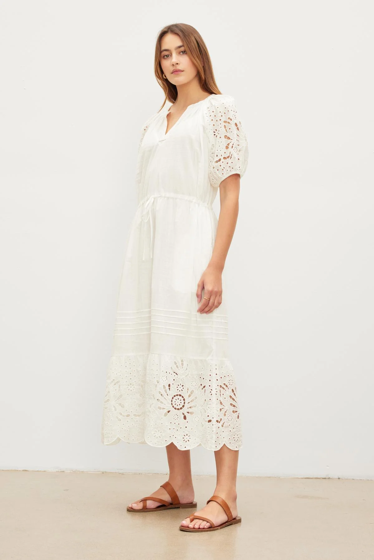 NADIA EMBROIDERED COTTON LACE DRESS