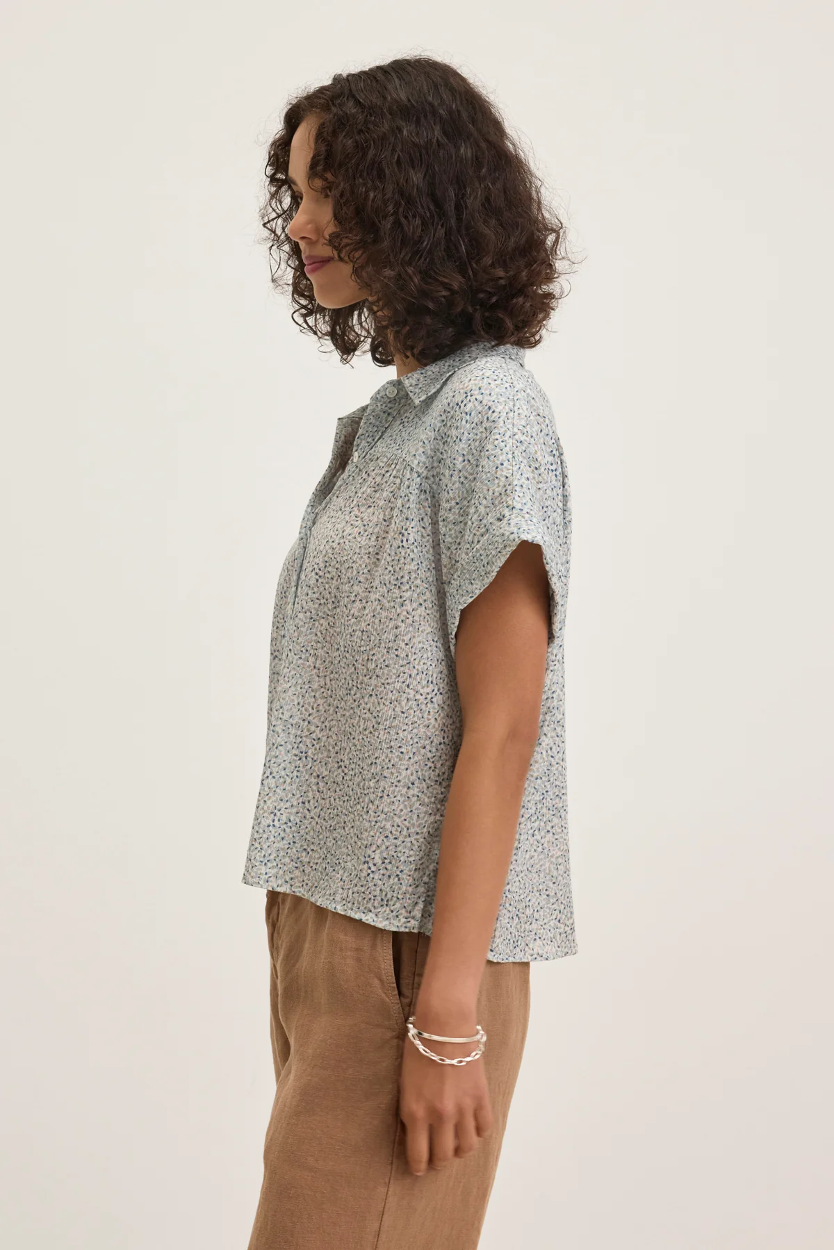 TIGE PRINTED CRINKLE COTTON GAUZE TOP