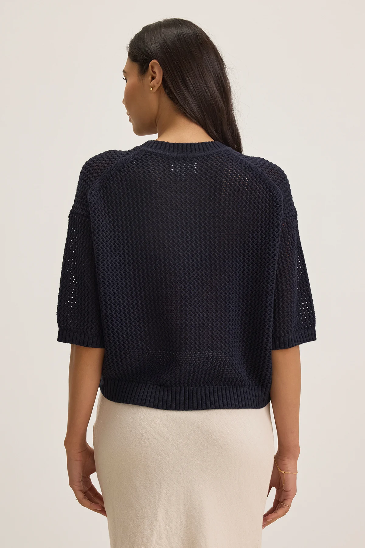 VIENNA COTTON CASHMERE MESH SWEATER