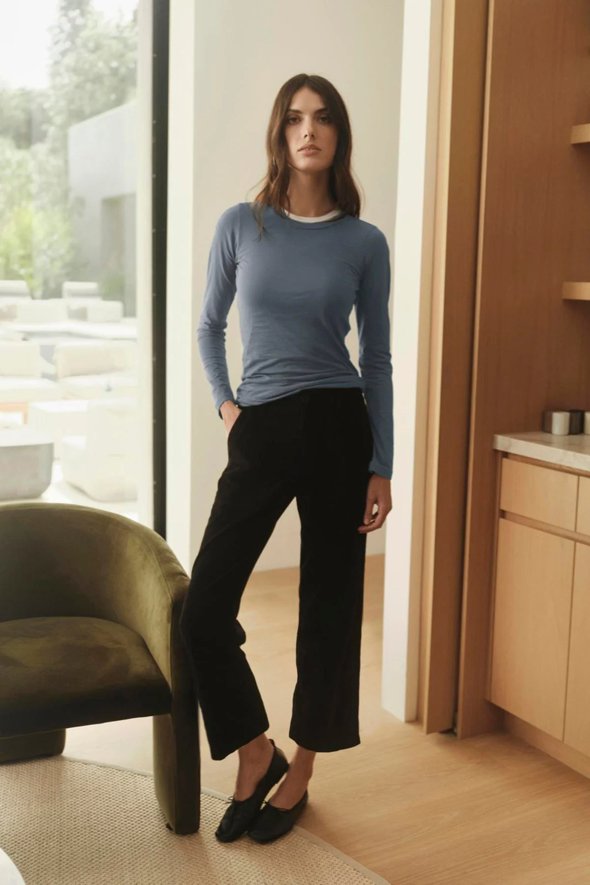 ZOFINA GAUZY WHISPER FITTED CREW NECK TEE