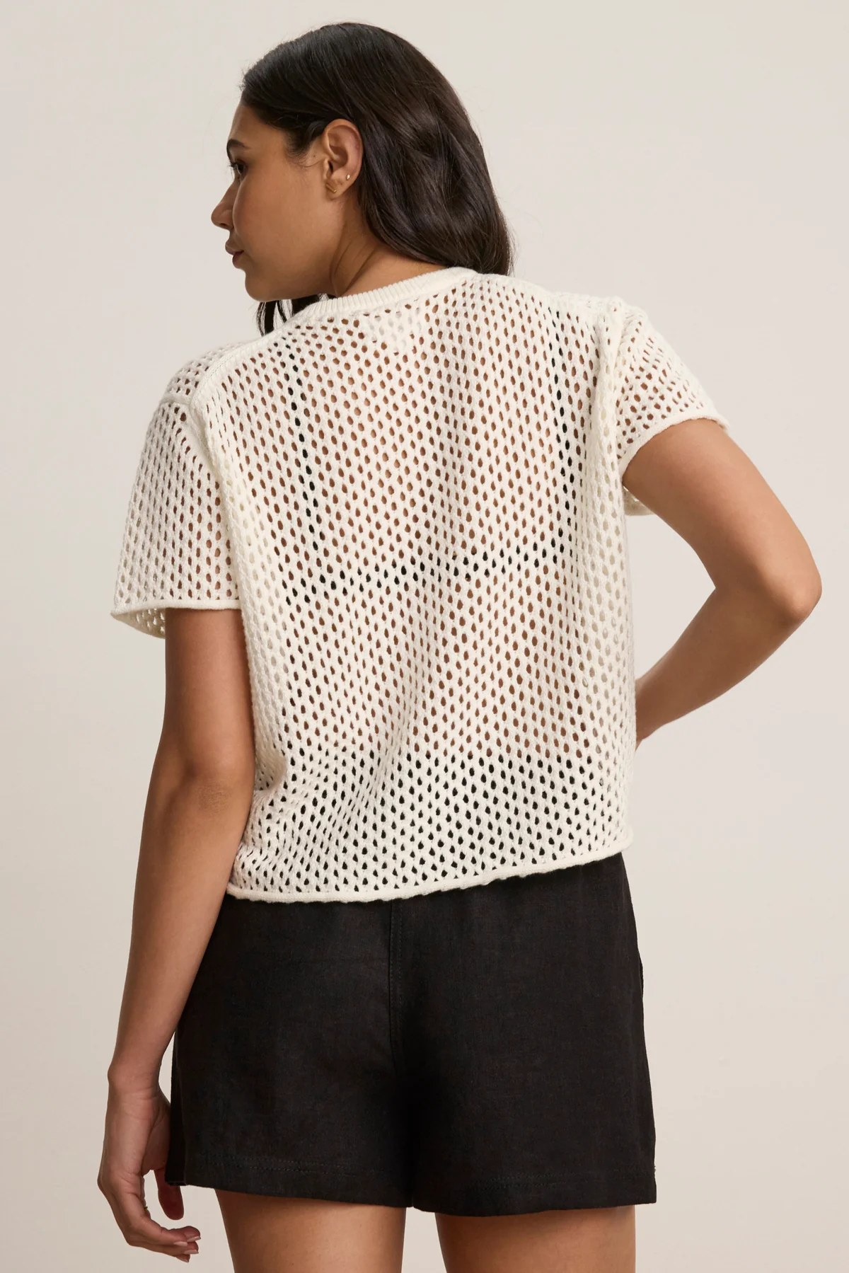 ASHLEY COTTON CASHMERE MESH SWEATER