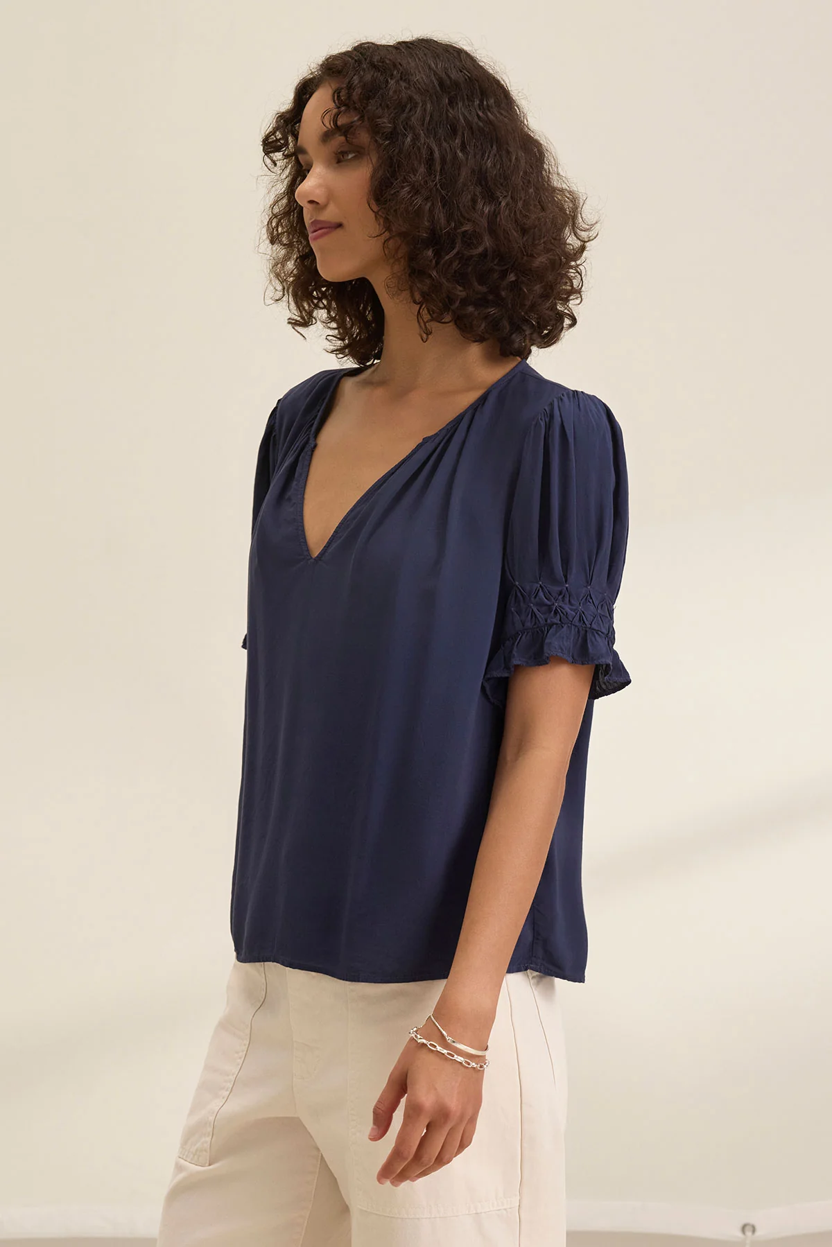 CALISSA SPLIT NECK BLOUSE