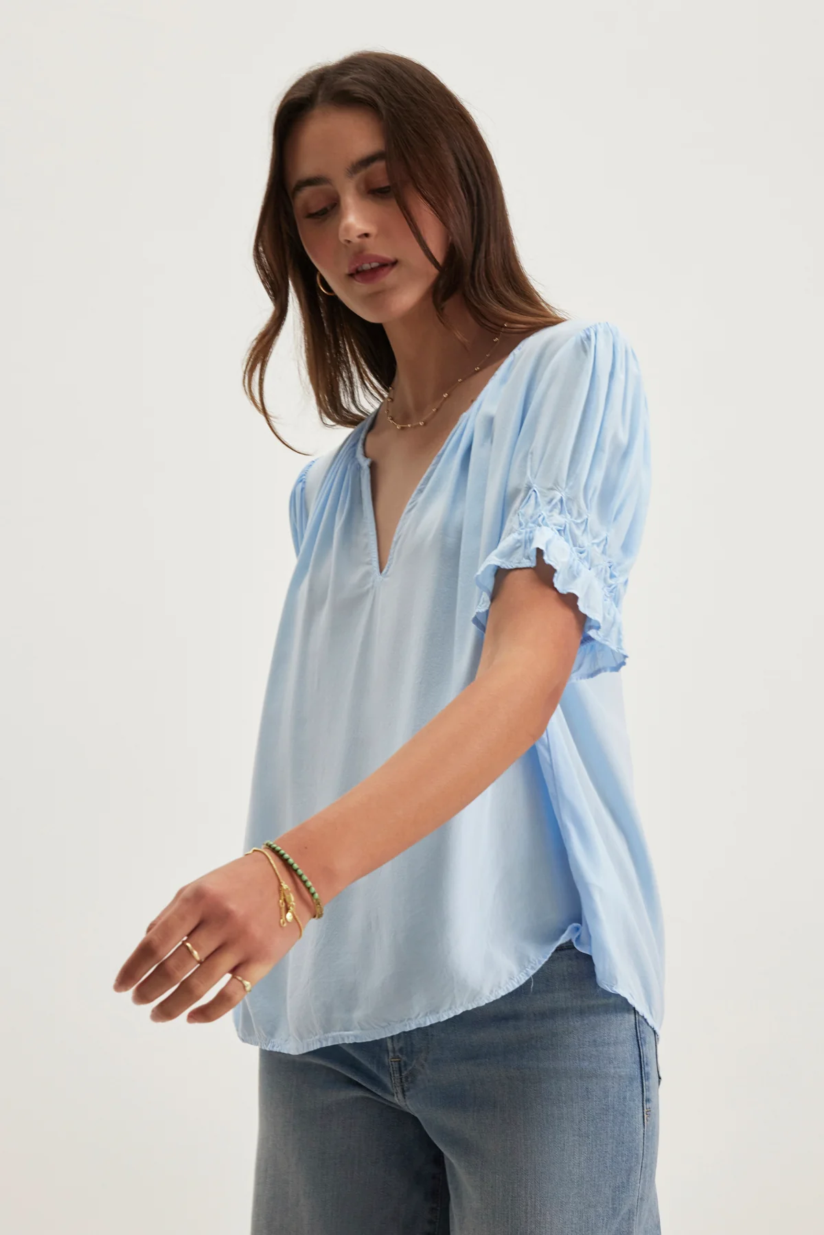 CALISSA SPLIT NECK BLOUSE