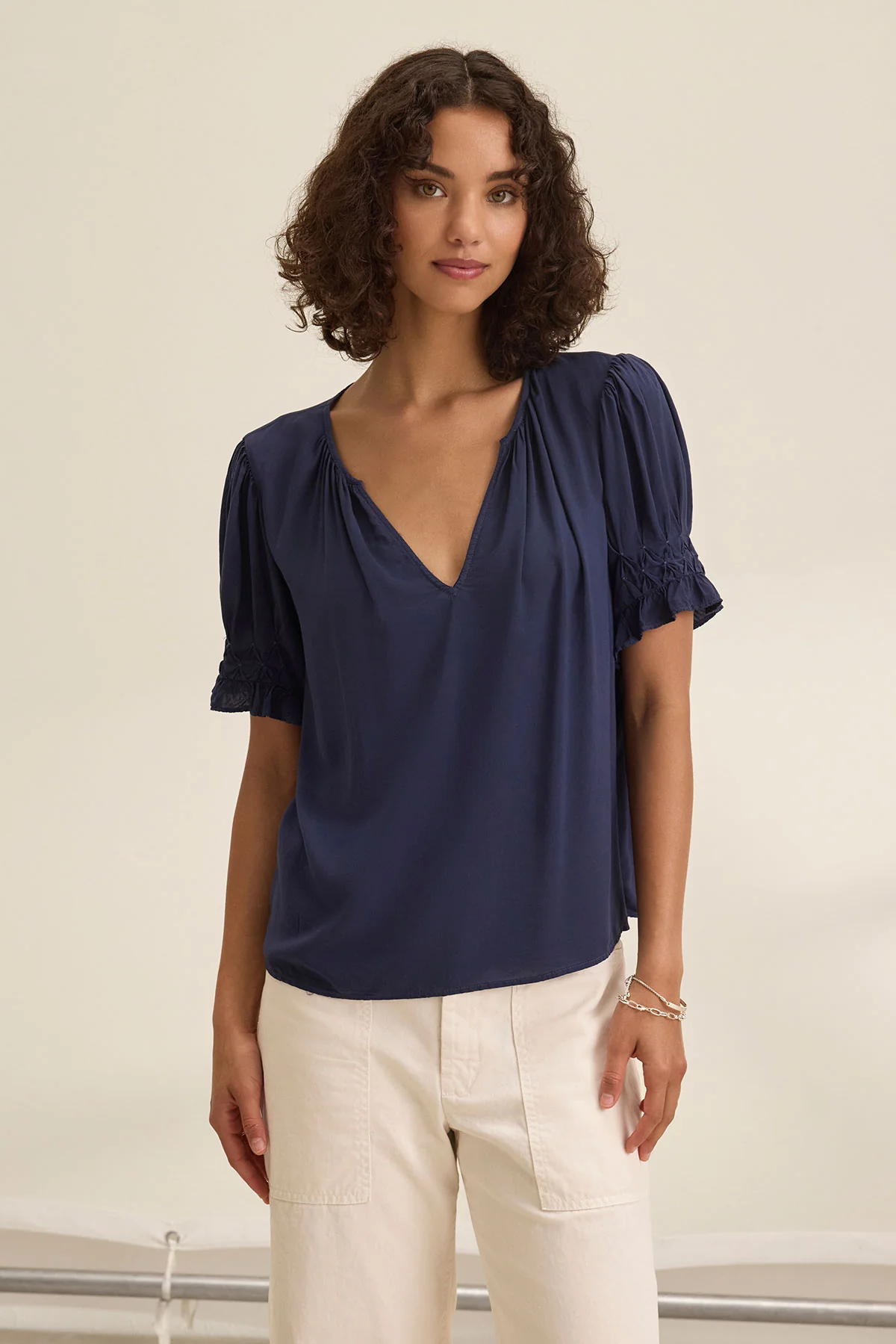 CALISSA SPLIT NECK BLOUSE