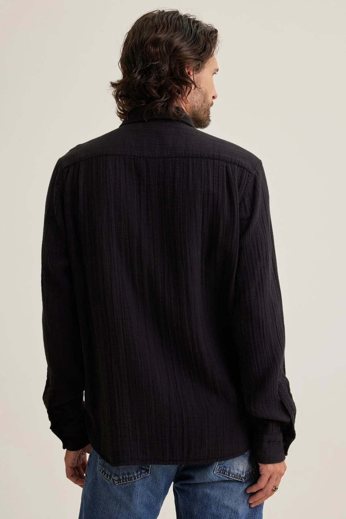 ELTON COTTON GAUZE BUTTON-UP SHIRT