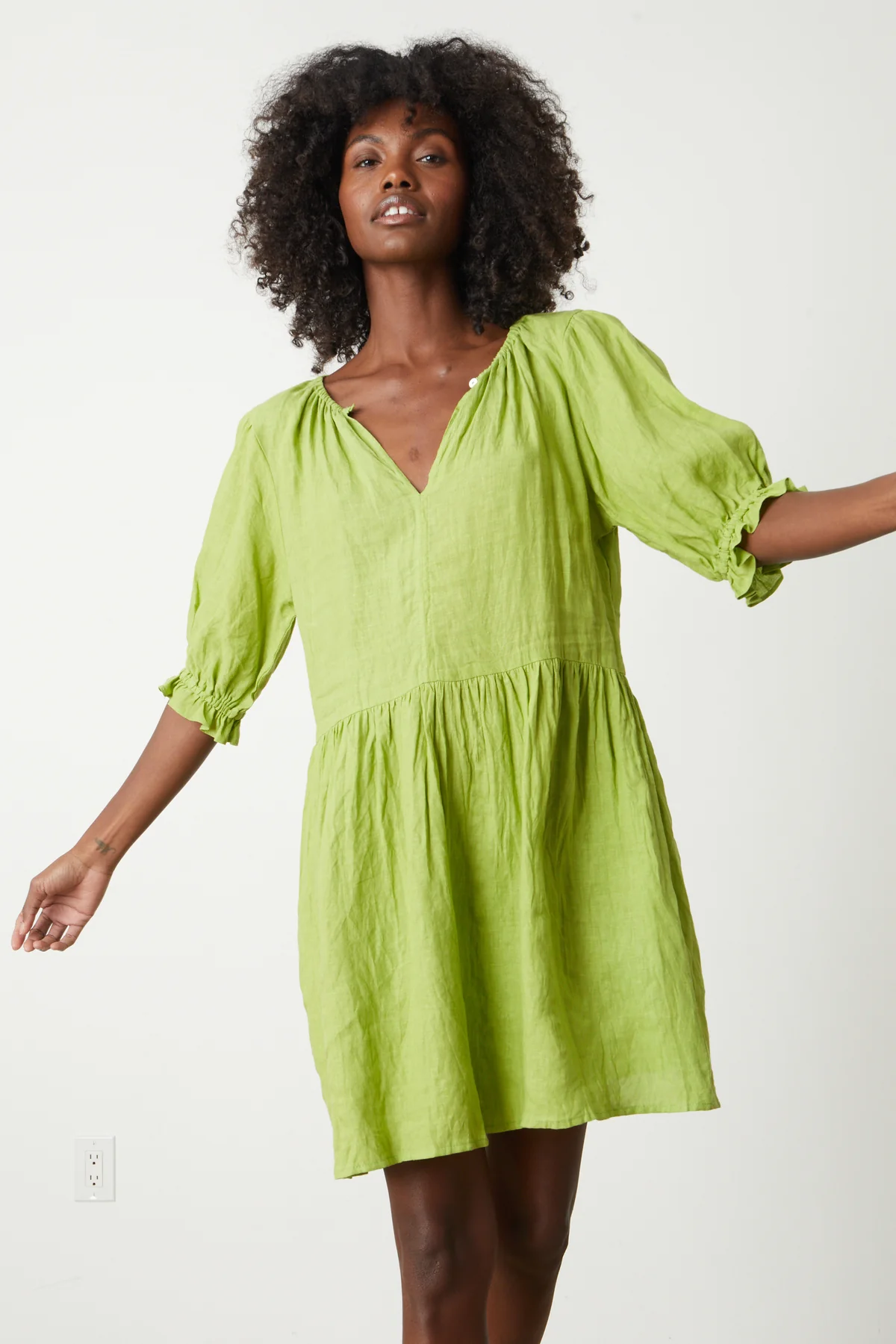 KAILANI LINEN PUFF SLEEVE DRESS