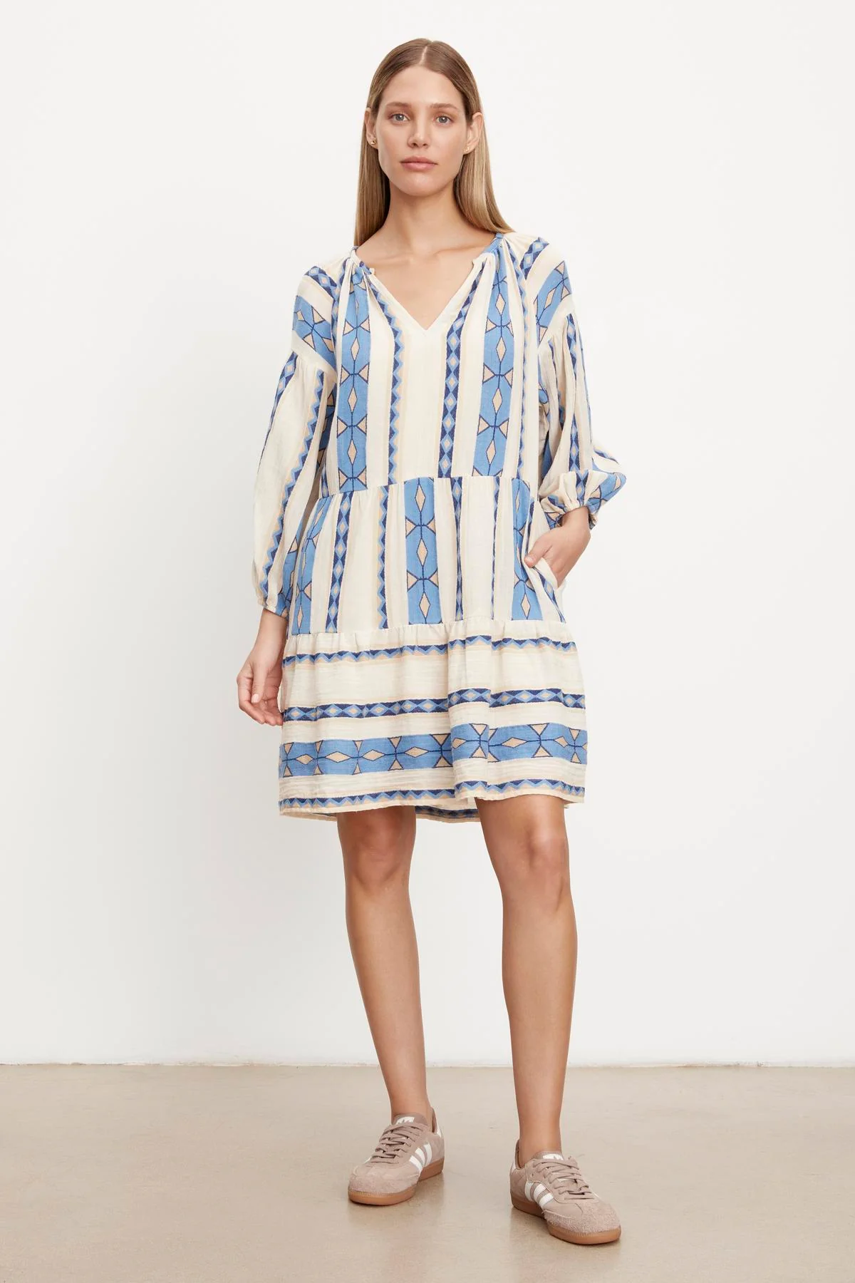 KALLY JACQUARD TIERED DRESS