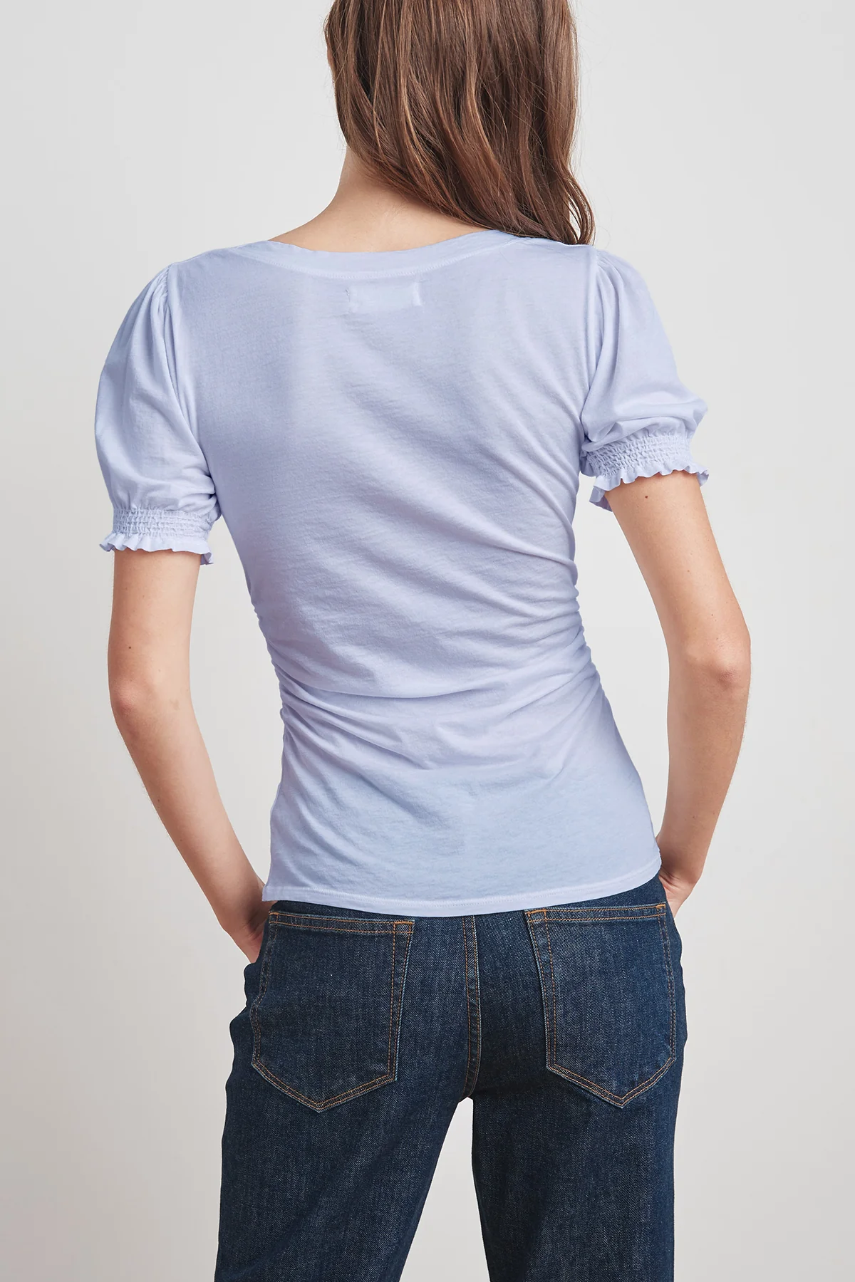 KAMI GAUZY WHISPER SHIRRED SLEEVE TOP