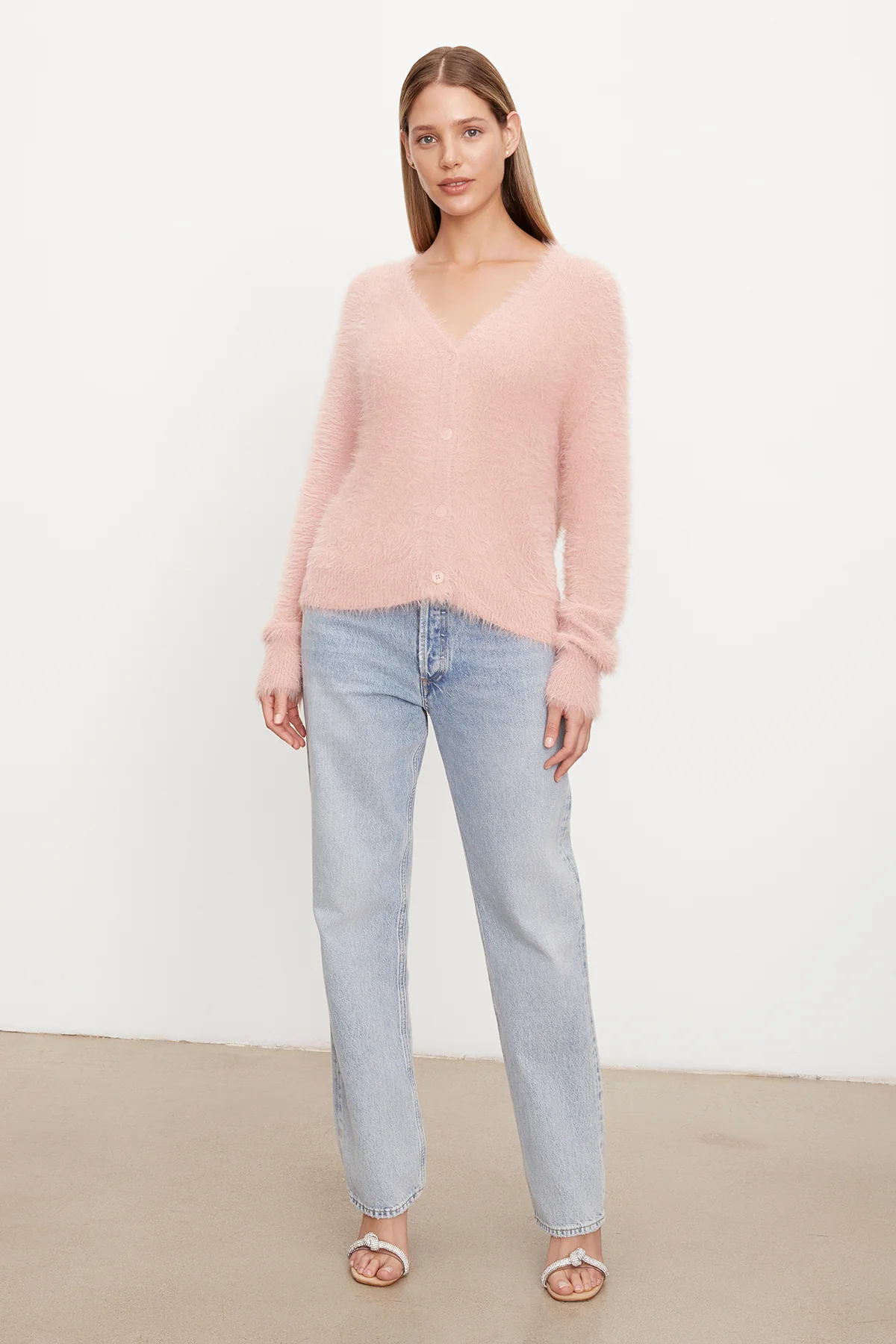 KELSEY FEATHER YARN CARDIGAN