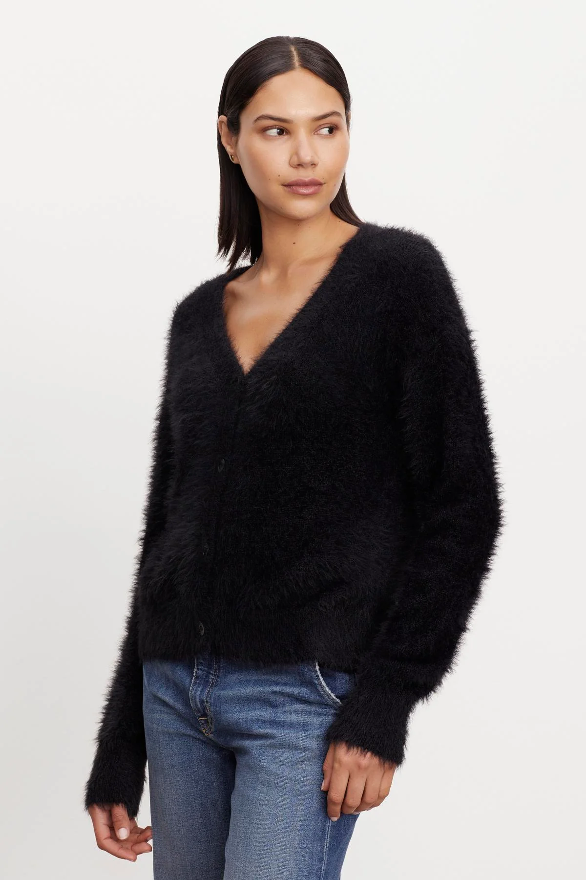 KELSEY FEATHER YARN CARDIGAN