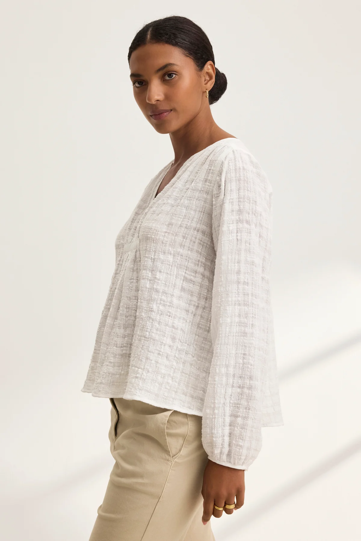 KORA TEXTURED COTTON GAUZE TOP